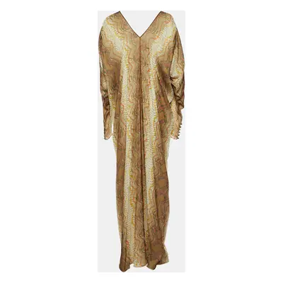 Yves Saint Laurent Edition Soir Multicolor Snake Print Silk Maxi Dress