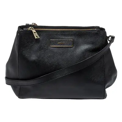 Dkny Black Leather Double Zip Shoulder Bag