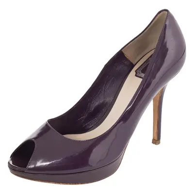 Dior Purple Patent Leather Peep Toe Pumps Size