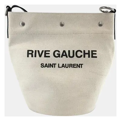 Saint Laurent Neutral Canvas Rive Gauche Bucket Bag