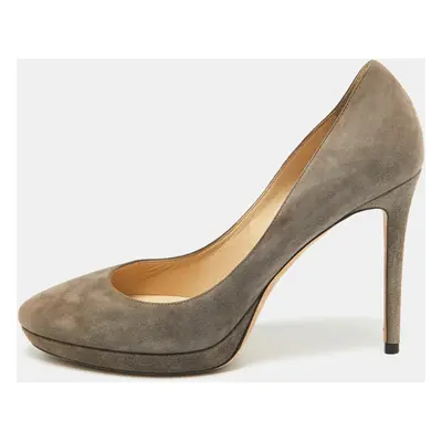 Jimmy Choo Grey Suede Cosmic Pointed Toe Pumps Size