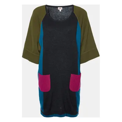 Kenzo Grey Colorblock Wool Knit Sweater Dress