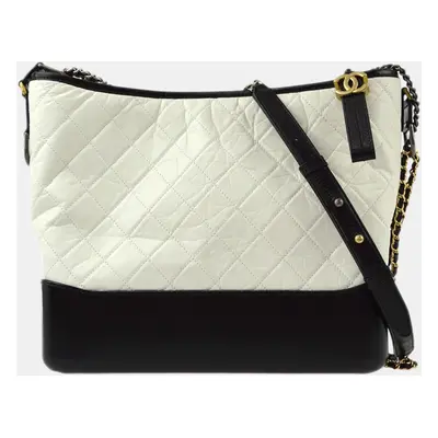 Chanel White Black Calfskin Large Gabrielle Shoulder Bag