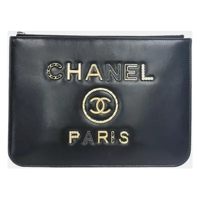 Chanel Black Leather Clutch Bag