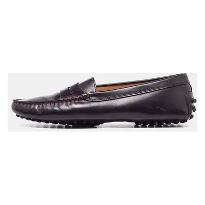 Tod's Purple Leather Detail Penny Loafers Size 35.5