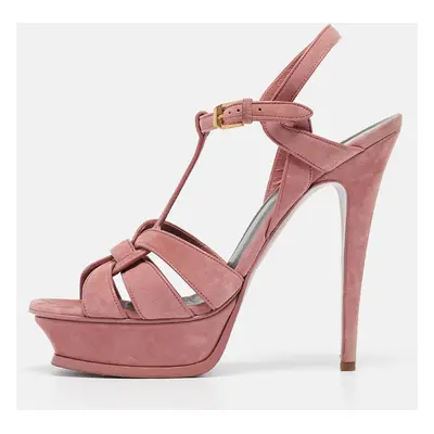 Saint Laurent Pink Suede Tribute Sandals Size