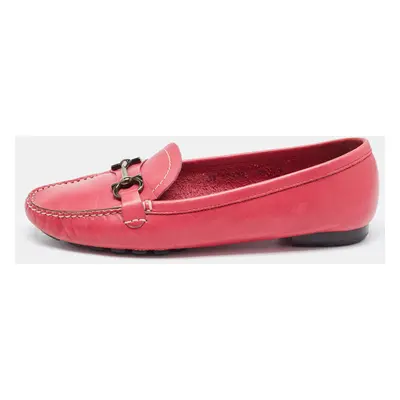 Salvatore Ferragamo Pink Leather Gancini Bit Loafers Size