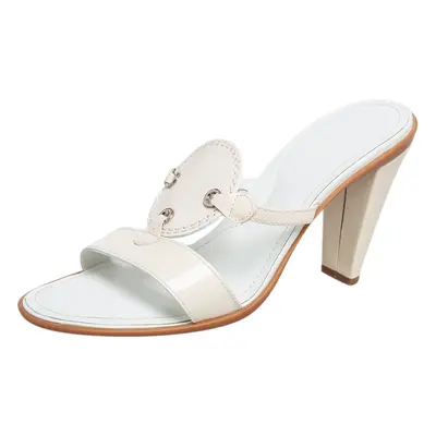 Tod's Cream Patent Leather Open Toe Slide Sandals Size 36.5