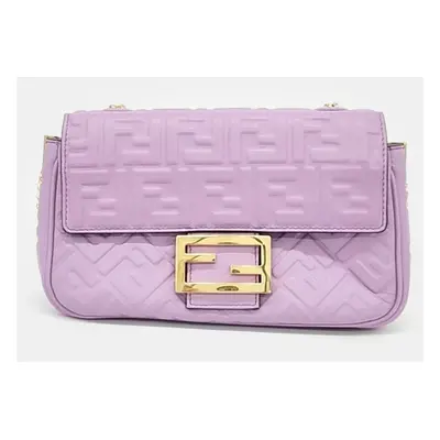 Fendi Purple Leather Baguette Shoulder Bag