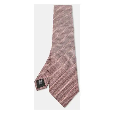 Yves Saint Laurent Red Striped Pattern Silk Tie