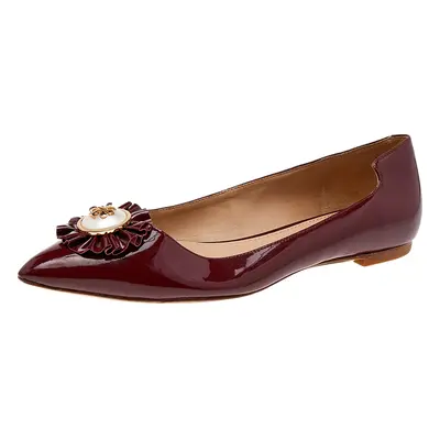 Tory Burch Burgundy Patent Leather Ballet Flats Size 36.5