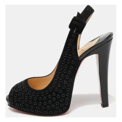 Christian Louboutin Black Suede Aicha Slingback Pumps Size