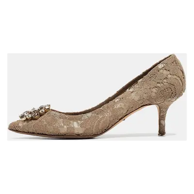 Dolce & Gabbana Beige Lace Bellucci Pumps Size 40.5