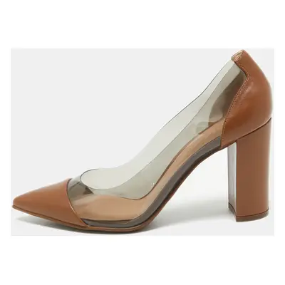 Gianvito Rossi Brown Leather and PVC Block Heel Pumps Size