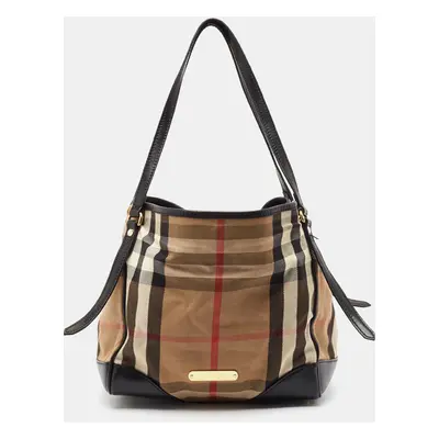 Burberry Black House Check Canvas and Leather Canterbury Tote