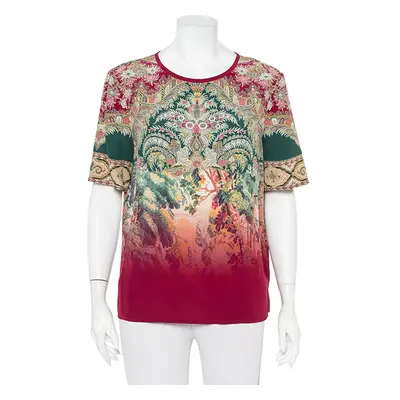 Etro Multicolor Paisley Printed Silk Ombre Effect Short Sleeve Top