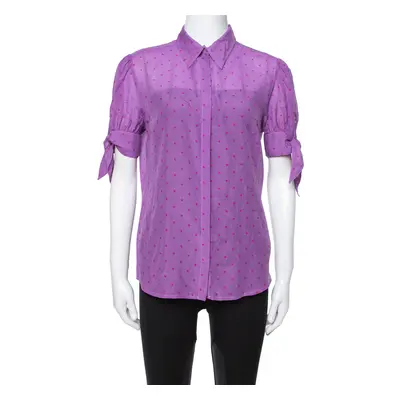 Just Cavalli Purple Cotton & Silk Button Front Blouse