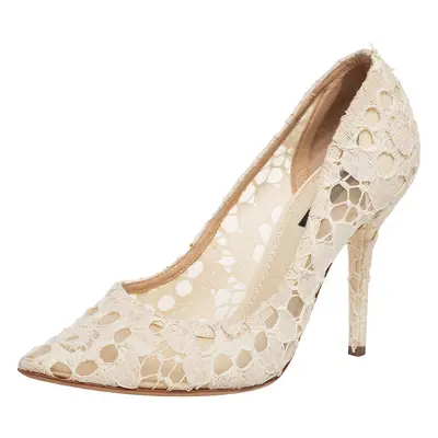 Dolce & Gabbana Off White Lace Pointed Toe Pumps Size