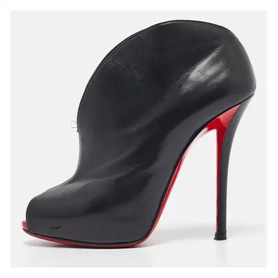 Christian Louboutin Black Leather Chester Fille Ankle Length Boots Size