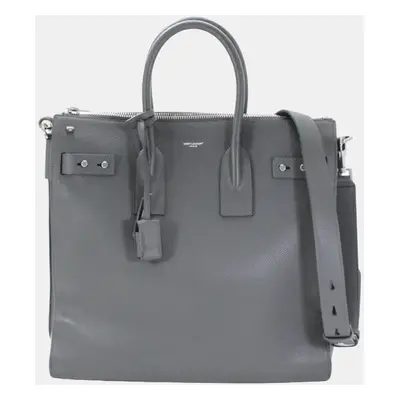 Saint Laurent Paris Grey Leather North/South Sac De Jour Satchel Bag