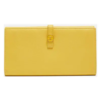 Chanel Yellow Leather CC Flap French Continental Wallet