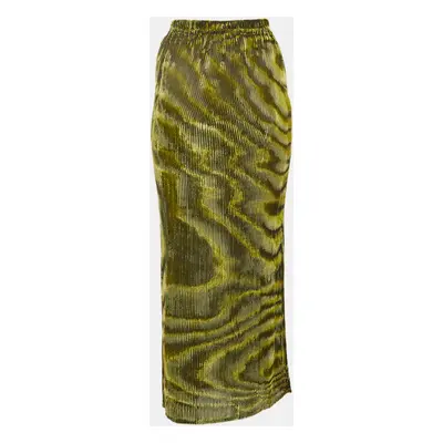 Ronny Kobo Green/Black Devore Midi Jay Skirt