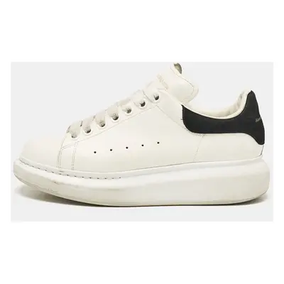 Alexander McQueen White Leather and Suede Oversized Lace Up Sneakers Size 38.5