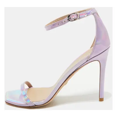 Stuart Weitzman Purple Iridescent Leather Ankle Strap Sandals Size