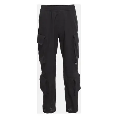 Givenchy Black Cotton and Crochet Trim Cargo Pants