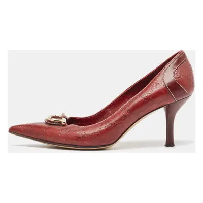 Gucci Red Guccissima Leather Icon Bit Pointed Toe Pumps Size