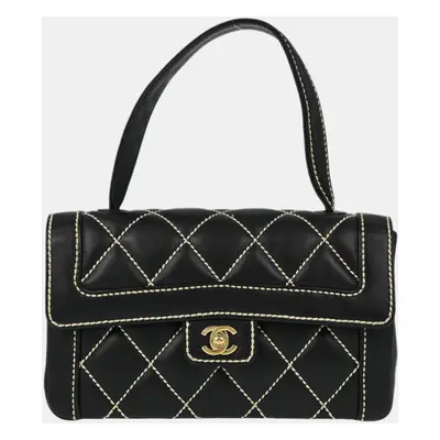 Chanel Black Calfskin Wild Stitch Handbag