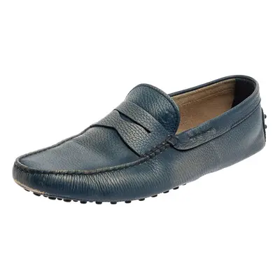 Tods Blue Leather Gommino Driving Loafers Size 45.5