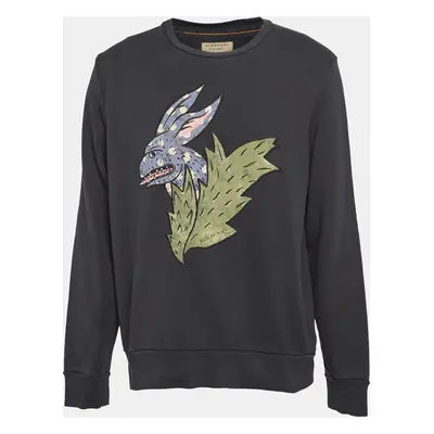 Burberry London Black Monster Rabbit Print Cotton Knit Sweatshirt