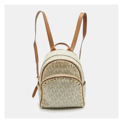 MICHAEL Michael Kors Off White Signature Coated Canvas Studded Abbey Backpack