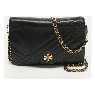 Tory Burch Black Leather Kira Envelope Flap Chain Bag