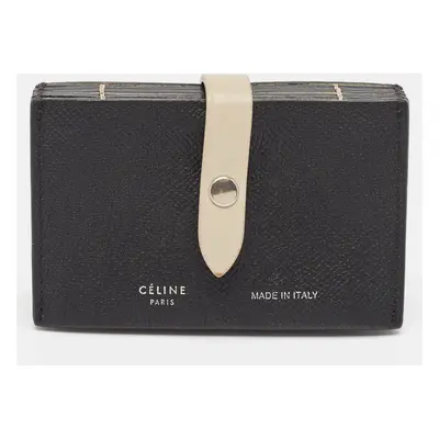 Celine Black/Beige Leather Accordion Card Holder