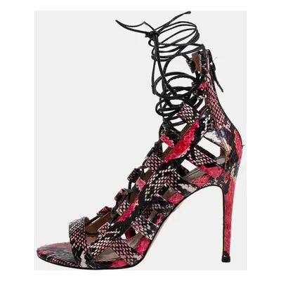 Aquazzura Multicolor Python Amazon Lace-up Sandals Size