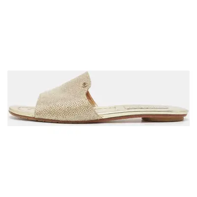 Jimmy Choo Gold Lurex Fabric Nanda Flat Slides Size