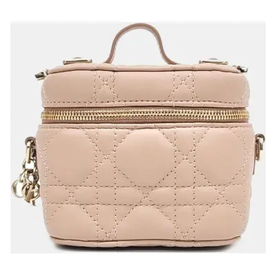 Dior Beige Cannage Leather Micro Vanity Shoulder Bag