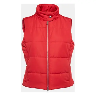 Hermès Red Synthetic Sleeveless Zip Front Quilted Vest