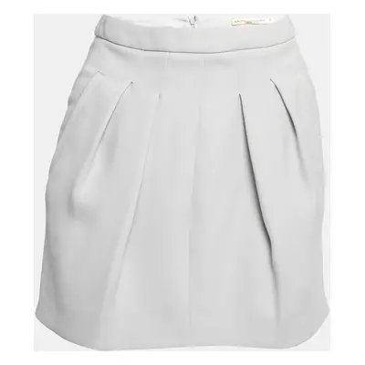 Balenciaga Grey Crepe Pleated Mini Skirt