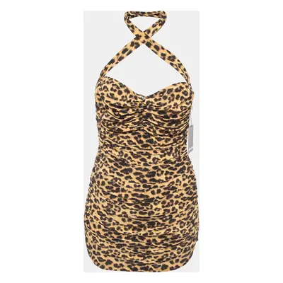 Norma Kamali Gold Leopard Print Jersey Bill Mio Swimsuit