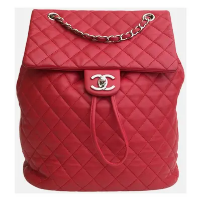 Chanel Red Leather Small Urban Spirit Backpacks