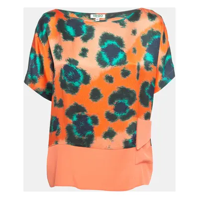 Kenzo Multicolor Print Silk Relaxed Fit Blouse