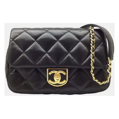 Chanel Ramsun Black Matelasse Flap Chain Shoulder Bag