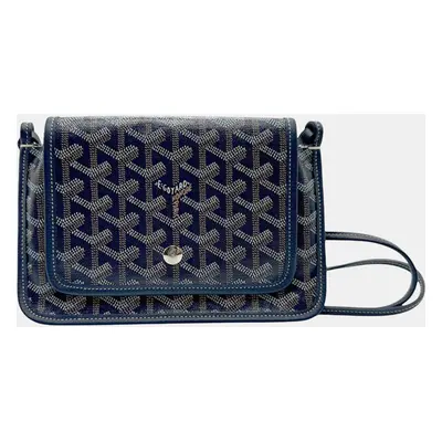 Goyard Navy Goyardine Canvas Plumet Pocket Wallet