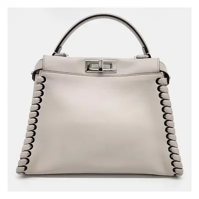 Fendi Beige Leather Medium Peekaboo Top Handle Bag