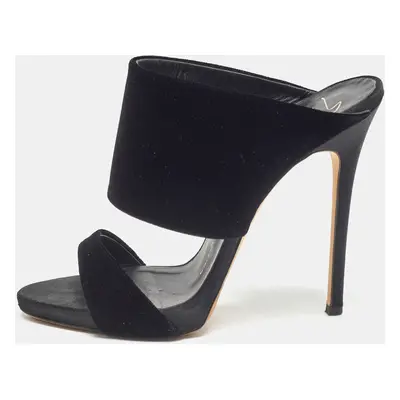 Giuseppe Zanotti Black Velvet Andrea Sandals Size 37.5