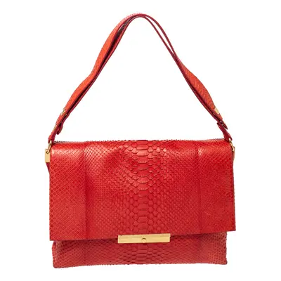 Celine Red Python Blade Flap Bag