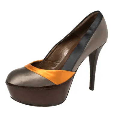 Marni Tri Color Satin Platform Pumps Size